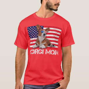 Sunglasses Corgi Mum Flag American USA Dog Lover T-Shirt