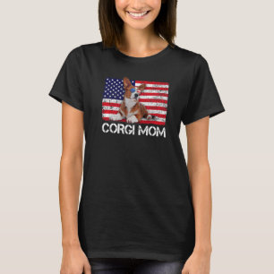 Sunglasses Corgi Mum Flag American Usa Dog T-Shirt
