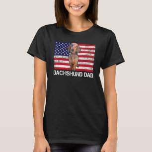 Sunglasses Dachshund Dad Flag American Usa Dog T-Shirt