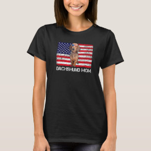 Sunglasses Dachshund Mum Flag American Usa Dog T-Shirt