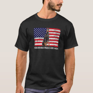 Sunglasses Doberman Pinscher Mum Flag American Usa T-Shirt