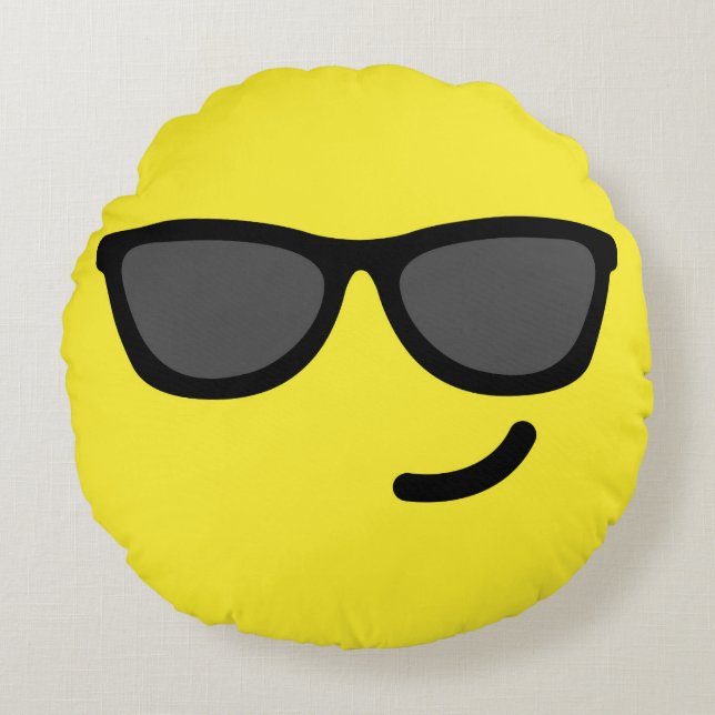 Sunglasses Emoji Round Cushion (Front)