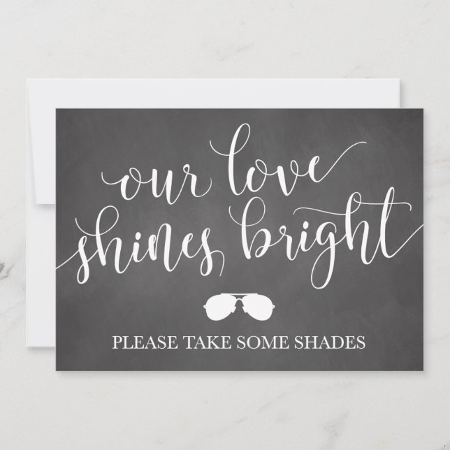 Sunglasses Favours Sign - Our Love Shines Bright (Front)