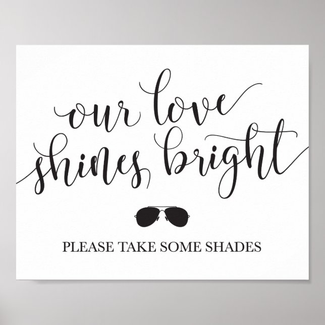Sunglasses Favours Sign - Our Love Shines Bright (Front)