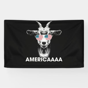 Sunglasses Goat Americaaaa 4th of July Patriotic Banner