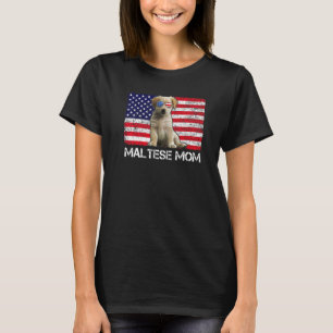 Sunglasses Maltese Mum Flag American Usa Dog T-Shirt