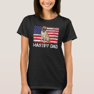 Sunglasses Mastiff Dad Flag American Usa Dog T-Shirt