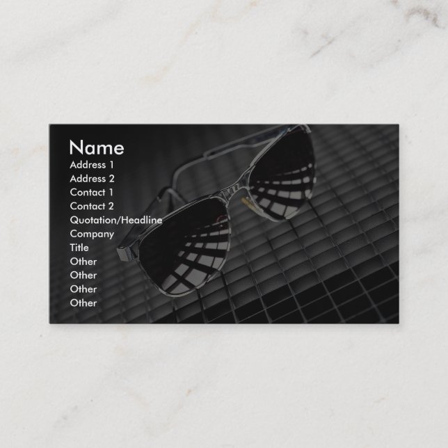 Sunglasses on grid background business card (Front)