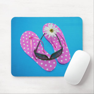 Sunglasses On Polka Dot Flip-flops Mouse Pad