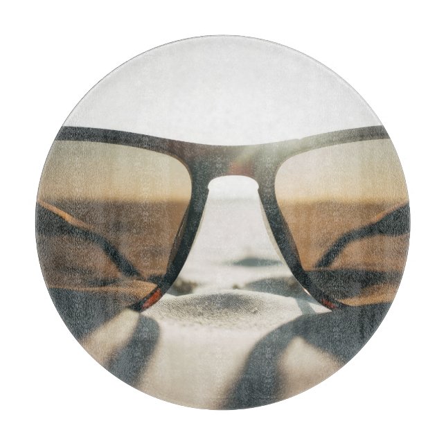 Sunglasses on Sand Cutting Board (Front)