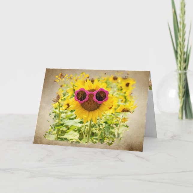 Sunglasses on Sunflower  Card (Front)