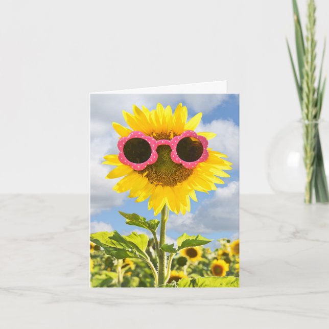 Sunglasses on Sunflower  Card (Front)