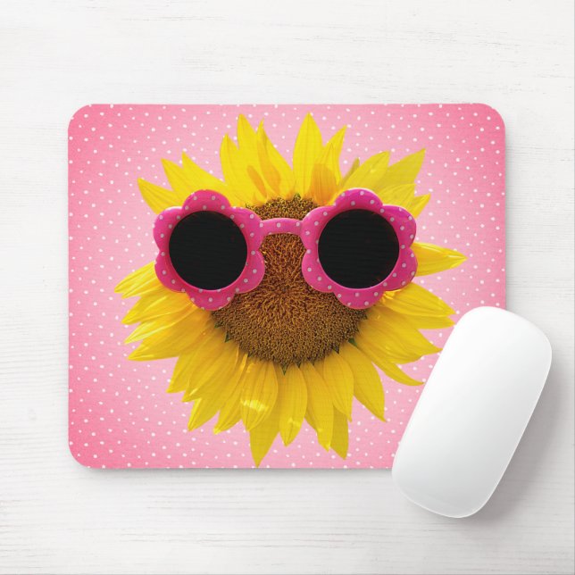 Sunglasses On Sunflower  Mouse Pad (With Mouse)