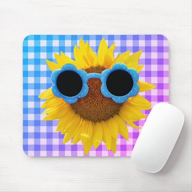 Sunglasses On Sunflower  Mouse Pad (With Mouse)