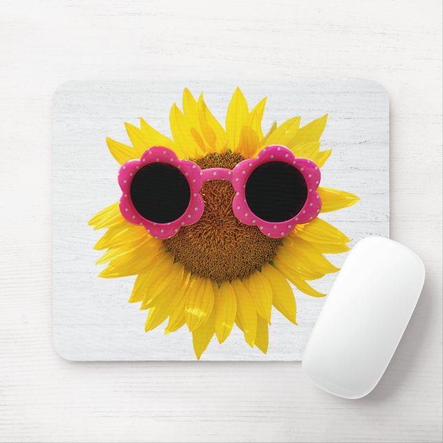 Sunglasses On Sunflower  Mouse Pad (With Mouse)