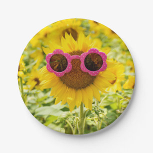 Sunglasses On Sunflower Paper Plate