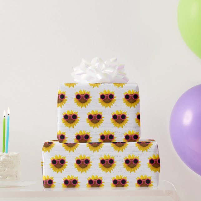 Sunglasses On Sunflower Wrapping Paper (Party Gifts)