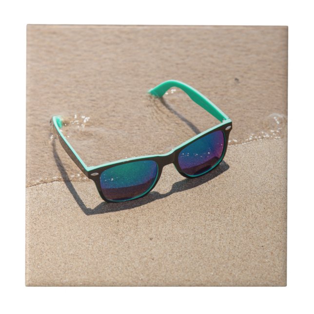 Sunglasses on the Beach Ceramic Tile (Front)