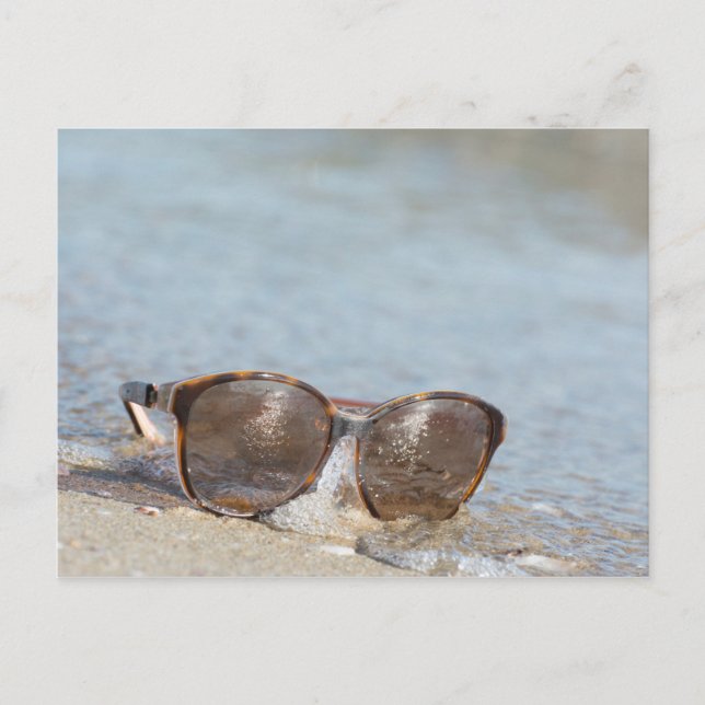 Sunglasses on the beach postcard (Front)