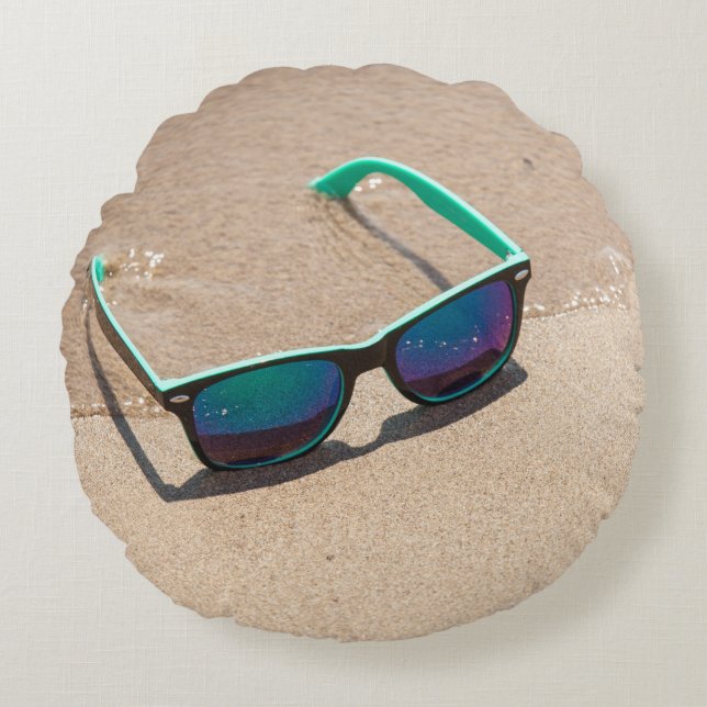 Sunglasses on the Beach Round Pillow (Front)