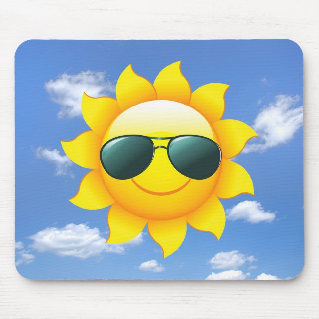 sunglasses on yellow sun mouse pad (Front)