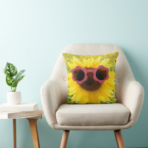 Sunglasses on Yellow Sunflower Cushion