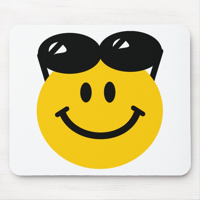 Sunglasses perched on top of head face mouse pad (Front)