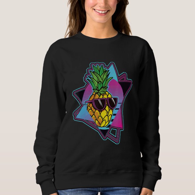 Sunglasses Pineapple 80s Tropical Summer Vaporwave Sweatshirt (Front)