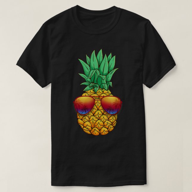 Sunglasses Pineapple Aloha Hawaii Luau Hawaiian Va T-Shirt (Design Front)