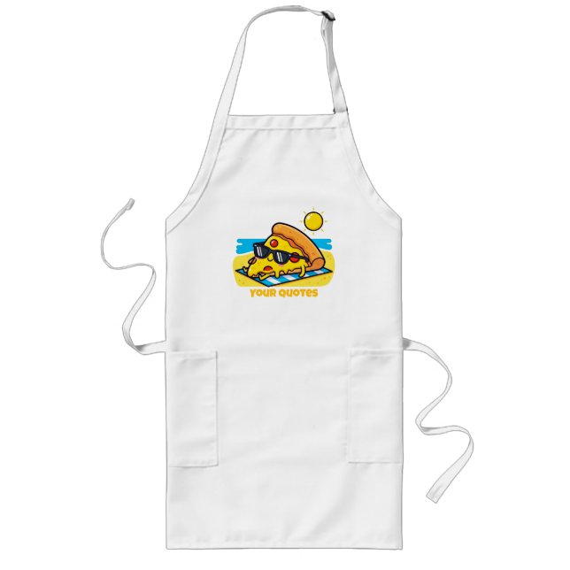 Sunglasses Pizza Relaxing at the Beach Long Apron (Front)