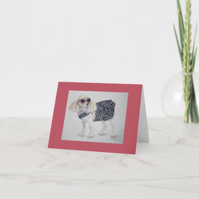 Sunglasses Poodle Note Cards (Front)