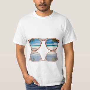 Sunglasses reflecting a beach scene this summer T-Shirt
