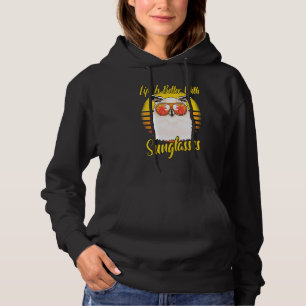 Sunglasses Retro Sunset Beach Vacation Owl Hoodie