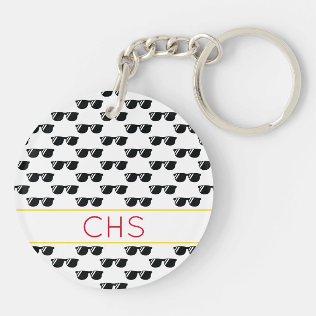Sunglasses School INITIALS Team Colours Grad Cool  Key Ring (Back)