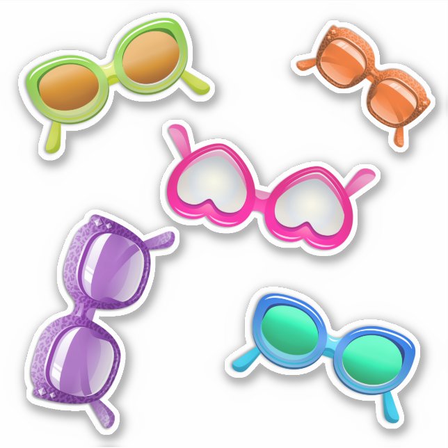 Sunglasses Shaped Summer Party Favour Stickers (Front)