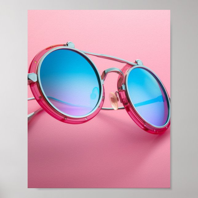 Sunglasses themed design, pink cool poster (Front)