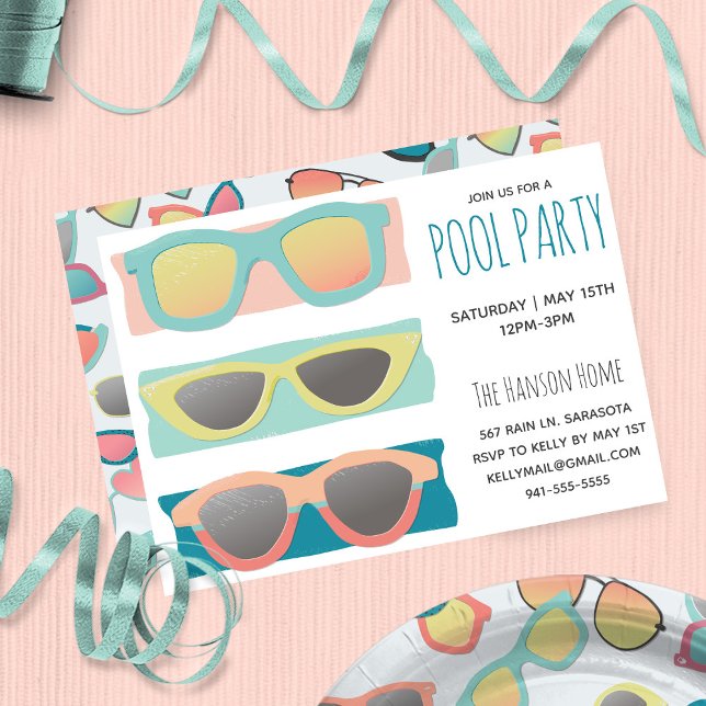 Sunglasses Trio Coral Invitation (Creator Uploaded)