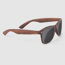 Sunglasses with brown wood-textured frames 
