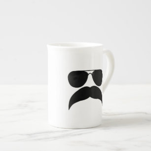 Sunglasses with moustache - Choose background colo Bone China Mug
