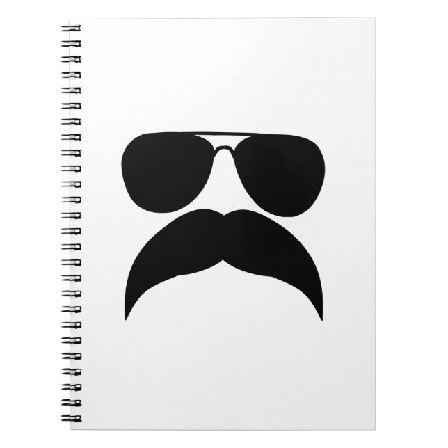 Sunglasses with moustache - Choose background colo Notebook (Front)