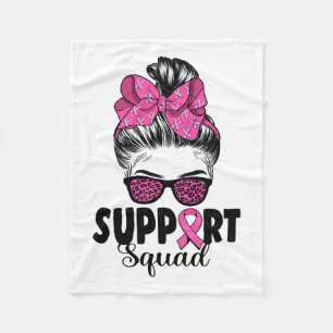 Sungles Messy Bun Support Squad Breast Cancer Fleece Blanket