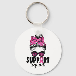 Sungles Messy Bun Support Squad Breast Cancer Key Ring