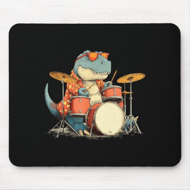 Sungles Rockstar Dinosaur With Cool Drums Costume  Mouse Pad (Front)