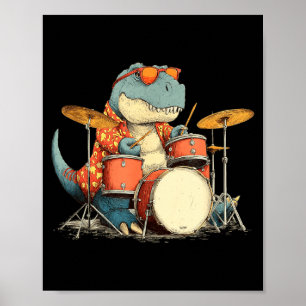Sungles Rockstar Dinosaur With Cool Drums Costume  Poster