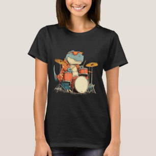 Sungles Rockstar Dinosaur With Cool Drums Costume  T-Shirt