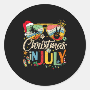 Sungles Santa Claus Beach Christmas In July Men Wo Classic Round Sticker