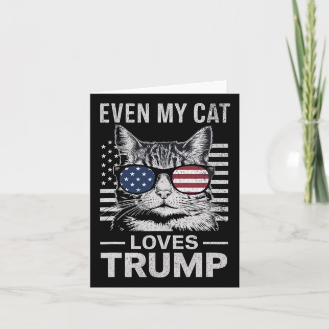 Sungles Usa Flag Even My Cat Loves Trump  Card (Front)