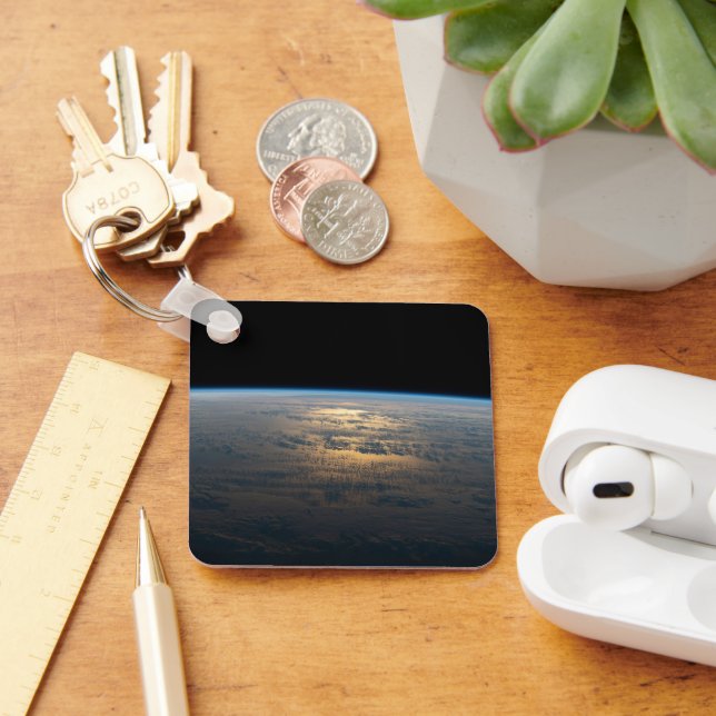 Sunglint Beams Off A Partly Cloudy South Pacific Key Ring (Desk)