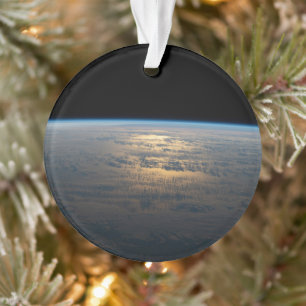 Sunglint Beams Off A Partly Cloudy South Pacific Ornament