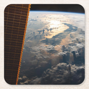 Sunglint Beams Off Celebes Sea In Southeast Asia Square Paper Coaster
